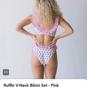 Pink Ruffle V-Neck Bikini Set - FancyD Boutique